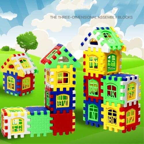 24Pcs/set Plastic Building Blocks Bricks Toy DIY Assembled House Construction Colorful Alphabet Puzzles Educational for Children