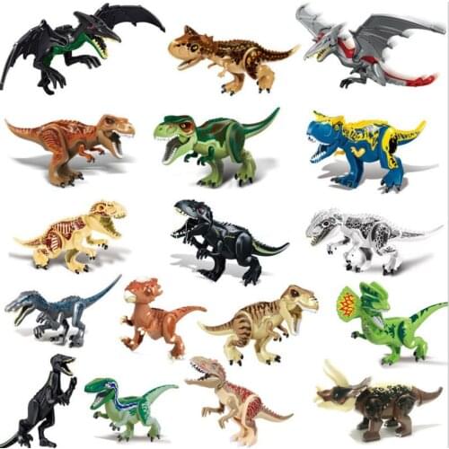 Dinosaur Jurassic Toys For Kids Dinosaurs Triceratops Rex Pterosaur Raptor Tyrannosaurus Building Blocks Figure Assembling Toys