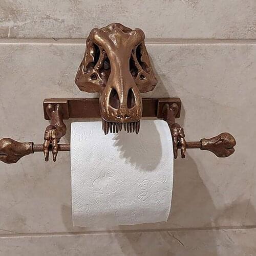 Creative Dinosaur Bones Toilet Paper Towel Roll Holder Wall Mount Bone Skeleton Bathroom Decor Wall Mounted Toilet Paper Storage