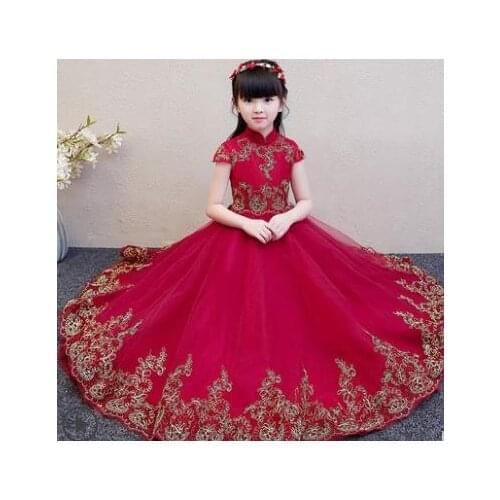 Summer brand Handmade Winter Baby Girls Dress Long Sleeve Princess Girls Trailing Dresses Patchwork Little Baby Party Dress