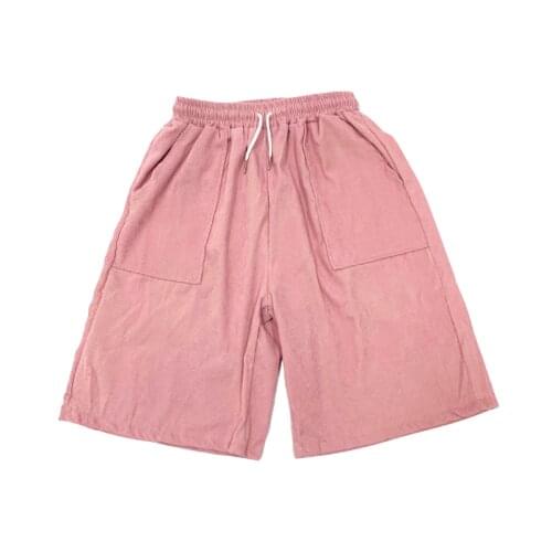 Summer retro high street wild loose pink corduroy wide-leg pants