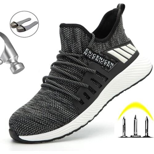 Mens Safety Shoes Work Boots Steel Toe Cap Puncture Proof Work Sneakers Outdoor Breathable Mesh Safety Shoes Light Work Shoes