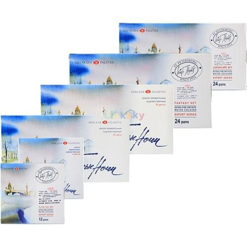White Nights Watercolour Night Artists Watercolour Set ,12,24,36 Whole Pans,nevskaya Palitra,Beautiful Reusable Plastic Case