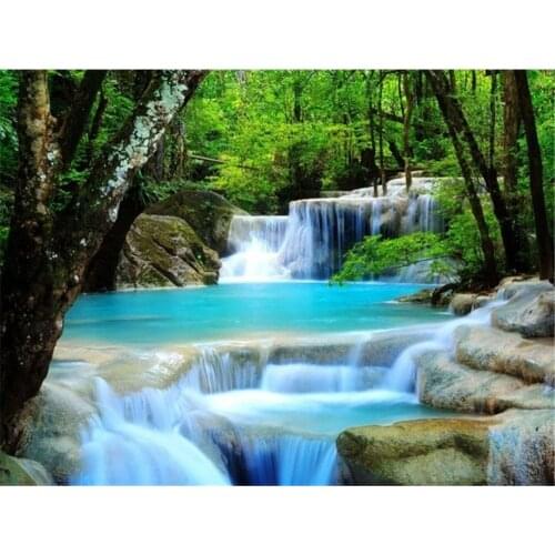 Waterfall Landscape DIY Cross Stitch 11CT Embroidery Kits Needlework Craft Set Cotton Thread Printed Canvas Home Sell