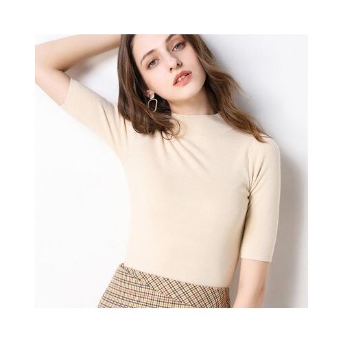 2021 New Womens Cashmere Wool Sweater Spring Autumn Women Solid Big Short Sleeve Turtleneck Pullovers Jumper Knitted