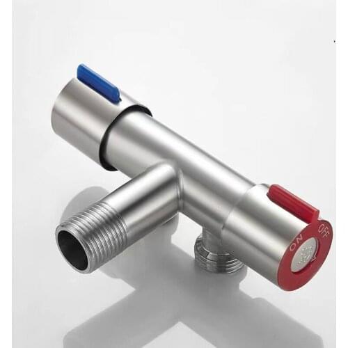 New Stainless Steel Angle Valve One Inlet and Two Outlet Faucet Switch Toilet with Spray Gun Flushing Water Separator Top H8241