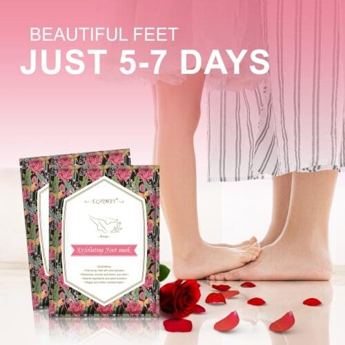 1 Bag 2 pcs Exfoliating Foot Masks Pure Natural extraction Rose peel away calluses care foot makes skin soft & Moisturizing
