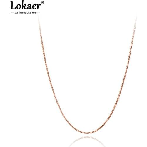 Lokaer Trendy Stainless Steel Necklace For Women Curb Cuban Link Chain Chokers Vintage Rose Gold Snake/Box Chain Necklace N21056