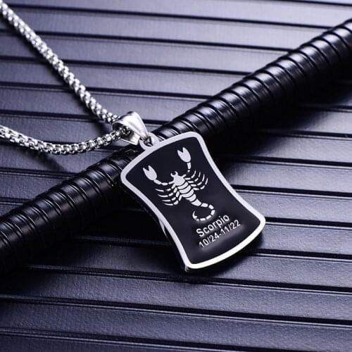 Zodiac necklace men pendants stainless steel male accessories simple gold men necklace Steel chain necklace Jewelry on the neck