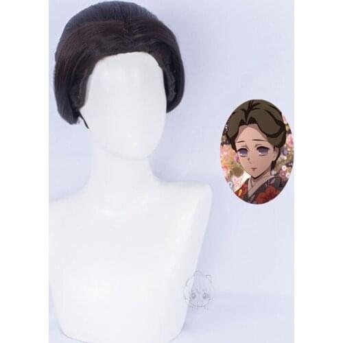 Demon Slayer: Kimetsu no Yaiba Tamayo Cosplay Wigs High-temperature Fiber Japanese Style Black Hair With Wig Cap