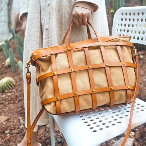 Planting Tart Leather Female Bag Literary Fan Hollow Basket Handbag Head Leather Shoulder Women Bag