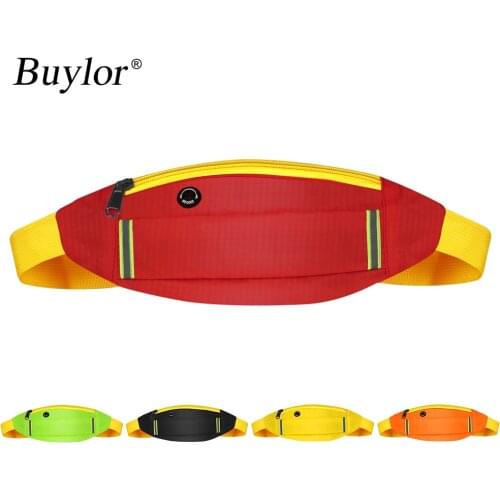 Buylor Running Waist Pack Fashion Sports Belt Bag Reflective Fanny Pack Waterproof Hip Pocket Cycling Jogging Phone Pouch