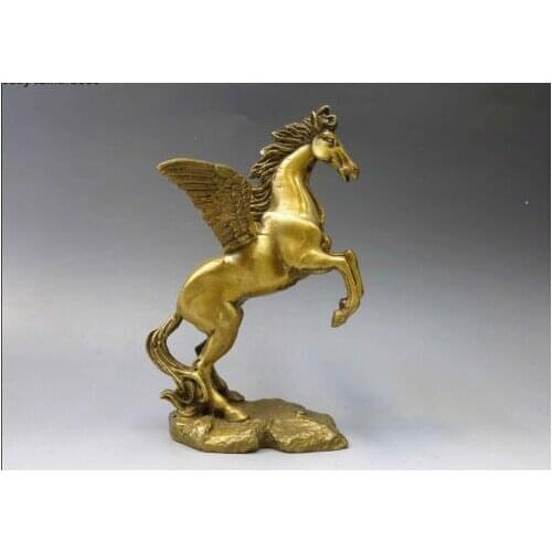 Elaborate Chinese Brass Brass Animal Pegasus Greek Mythology Winged Fly Horse Statue Sculpture