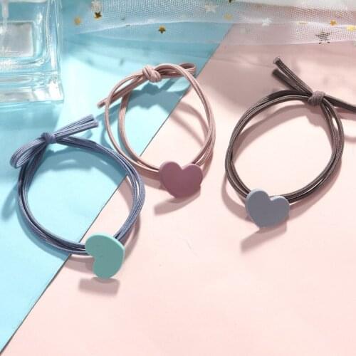 Simple fashion loving heart Elastic Hair Bands Rubber Rope Headdress Women Girls Bind Headbands Ponytail Holder hair Accessories