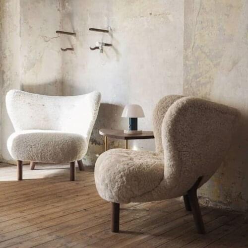 Luxurious Home Lounge Chair Coffee Lounge lamb wool fabric chairs leisure chair for hotel restaurant