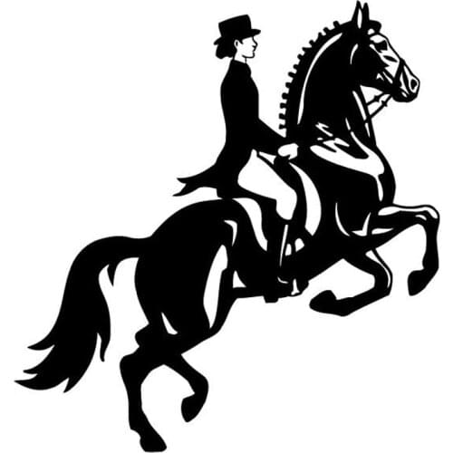 13.4cm*14.3cm Woman Horse Rider Racing Fashion Car-Styling Car Sticker Black/Silver S3-6441