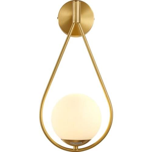 Nordic style Nordic all copper wall lamp wall lamp modern simple bathroom mirror front lamp bedroom bedside lamp