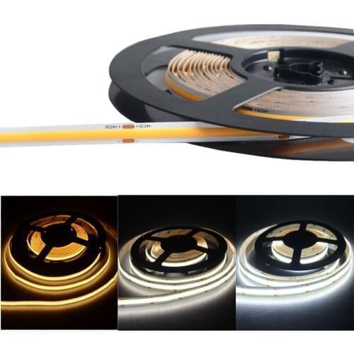 Cob led 480leds/meter DC12V/24V flexible ribbon light led cob strip high Density no spot dimmable lamp