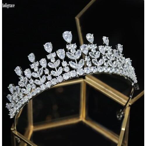 Small Full Cubic Zirconia CZ Bridal Tiaras for Wedding Bride Queen Pageant Crown Quinceanera Party Headpieces Hair Accessories