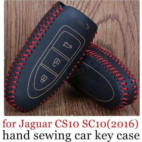 Only Red factoty price for Jaguar CS10 SC10(2016) Car Keys Cover Protection Case Key Genuine Leather car styling Hand Sewing