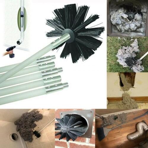 Chimney Pipe Sweeping Brush Flue Cleaning Brush & Rod Kit Soot Cleaning Rods Set