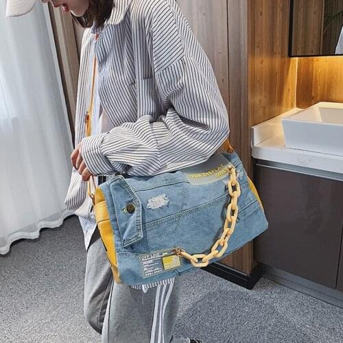 Large Capacity Travel Bag Designer Women Bags Luxury Blue Jeans Crossbody Bag Female Big Purse Fashion Denim Women Shoulder Bags