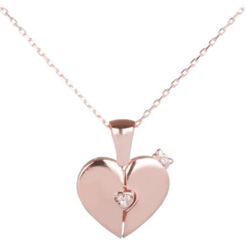 Women Handmade Silver Necklace Hidden Love Necklace Zircon Gemstone Hidden Love Pendant Solid 925 Sterling Silver