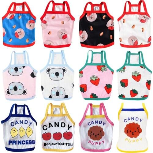 Pet Vest Shirt Cartoon Printed Cat Dog T-Shirt Clothes for Small Dogs Puppy Cats Spring Summer Breathable Vest Pet Clothes