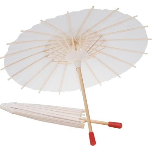 2Pcs White Paper Parasol Umbrella Chinese Japanese Paper Umbrella Wedding Decoration Size 22 Umbrella Handle Pattern for Random