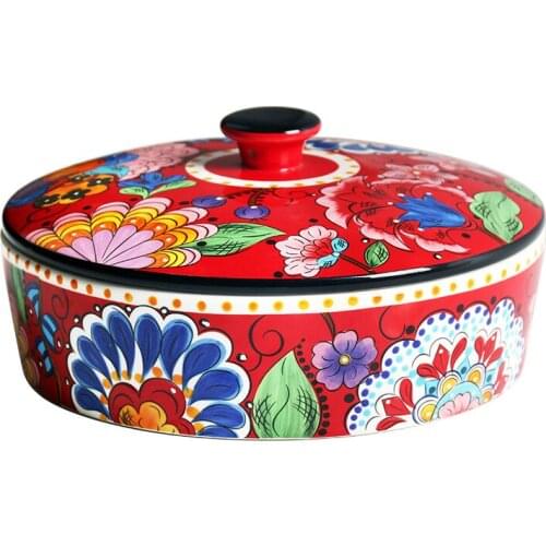 1.5L creative bowl fruit salad bowl household tableware large covered Soup Bowl Ceramic baked rice bowl European style home furn