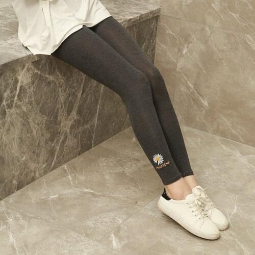 2021 New Womens Oversized Pants Embroidery Daisy Modal Casual Women Seamless High Waist Leggings Full Length Stretchy Leggins