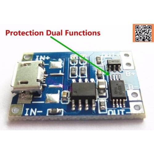 5pcs/lot 4056E 5V 1A 18650 Micro USB Lithium Battery Charger Module Charging Board With Protection Dual Functions