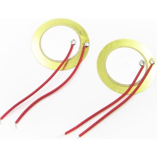 50PCS 27mm Piezo Elements Sounder Sensor Trigger Drum Disc + Wire Copper diy electronics