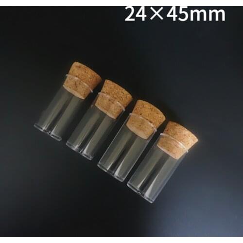50pcs/Pack 24x45mm Flat Bottom Tea Plastic Test Tube Drosophila Vials culture tube with Cork Stoppers Free Shipping