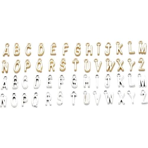 52pcs(2set) Two Color A-Z Letter Charms Zinc Alloy Metal Alphabet Pendants For DIY Necklace Jewelry Accessories Making 16*7mm