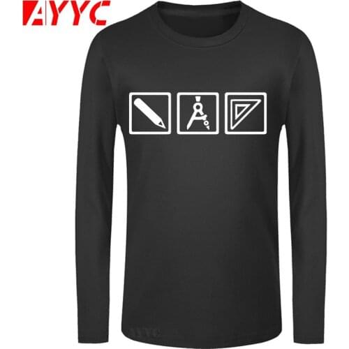 AYYC long sleeve tee Architect Tools Print T Shirt Men Cotton T-shirt Cool Novelty Funny Gift T-shirt Men Fashion Tops Tee