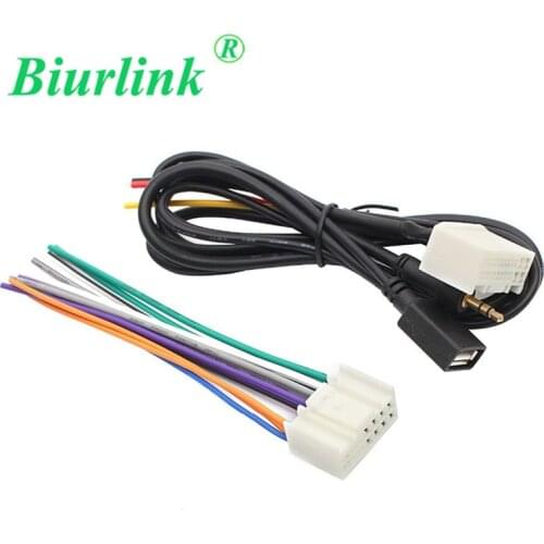 Biurlink Car Stereo Aftermarket Radio Wire Harness USB Cable 3.5mm AUX for Hyundai IX35 IX45 for Kia K5 K2 Sportage 2011-2013