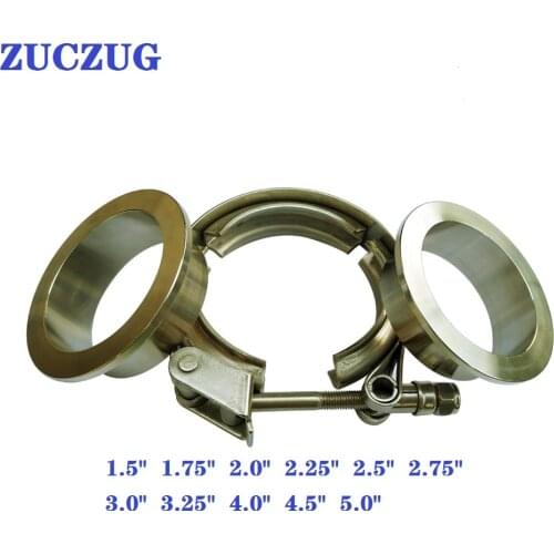 1.5"-5.0"' stainless steel Quick release V-Band clamp flat Flange metal clench nut for car Turbo Exhaust Downpipes