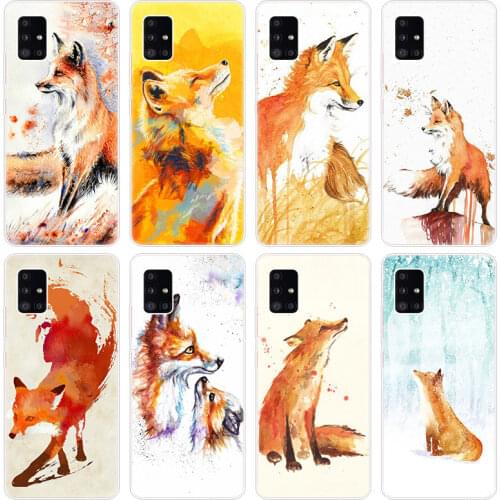 Watercolor Painting The Fox Soft Case for Samsung Galaxy A12 A02 A03S A21S A22 A32 A52 A72 A82 S21 Plus FE Ultra M02S M12 Cover