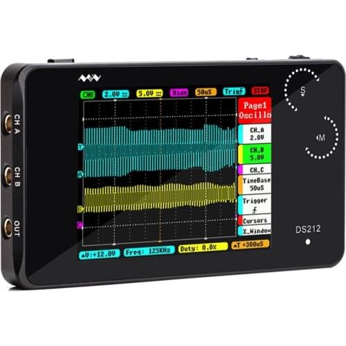 DS212 LCD Mini Hand-Held Digital Portable Storage Oscillograph Multimeter Touch Screen USB Measured Signal Frequency