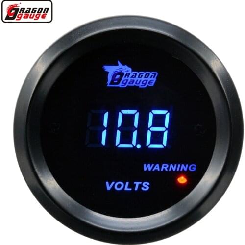 Dragon 52mm Blue LED BackLight Auto Car Motorcycle 12V Digital Voltage Volt Gauge Measurement Range 8-18V Meter Free Shipping