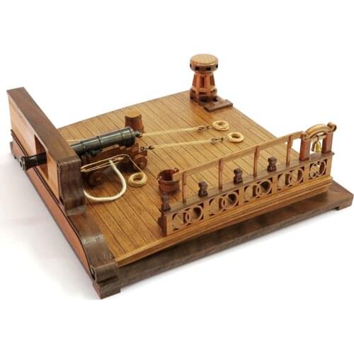 Wooden Models Kits 3d Laser Cut Train Hobby Model Ancient Battleship Deck 8 Lbs Cannon Scenescale Model 1/26 size 220*220* 69mm