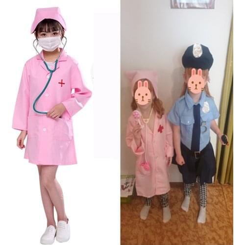 Cross Coat Children Cosplay Costumes Surgicial Toy Set Outfits Kids Simulation Work Uniforms Role Play Clothing for Girls Boys