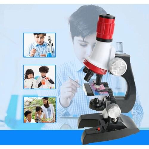 Children Science Microscope Lab LED 100X-400X-1200X Home School Science Educational Refined Biological Toy Christmas Gift