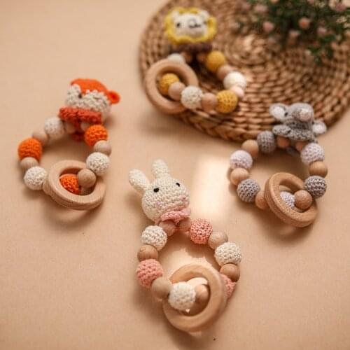 Baby Crochet Teether Dummy Holder Newborn Pacifier Clips Teething Bracelets Cute Soother Chain Infants Rattle Teether