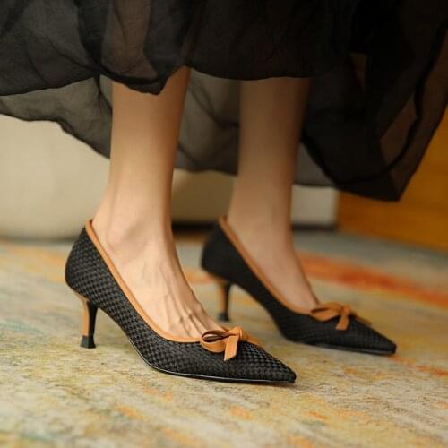 GUIDIBASICWomen Shoes High Heels Pumps Shoes Retro Thin Heel 2021 Fashion Women D17-JH869