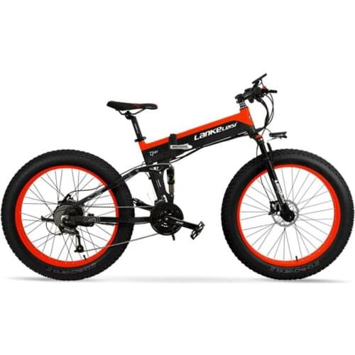 LANKELEISi Electric Bike 1000W T750plus Motor 14.5AH Panasonic Lithium Battery 26x4.0 Fat Snow Beach Tire Folded E-bike Free Tax