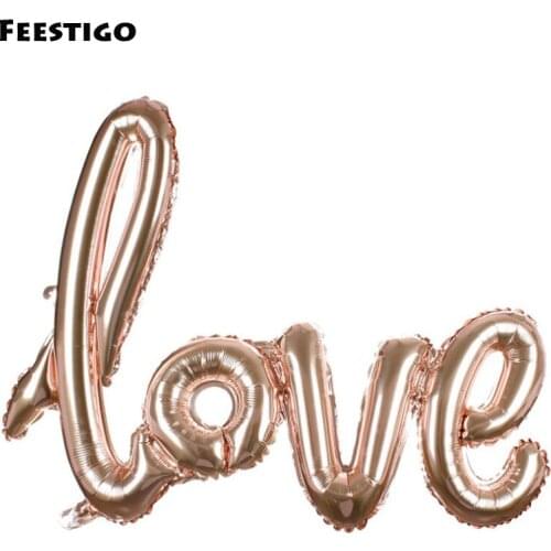 Feestigo 1pcs 40inch Big Ligatures Red Pink Gold LOVE Foil Letter Balloons Wedding Party Valentines Day Decorations 108x65cm