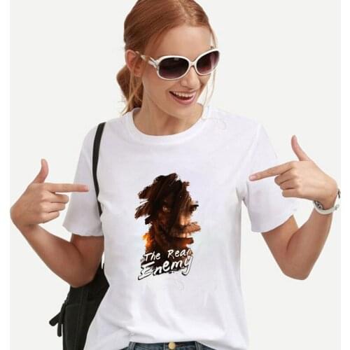 The Hottest Japanese Anime Attack on Titan T Shirt Cool The Reak Enemy Letter Rose Graphic Tops Punk Cotton Black White Tee