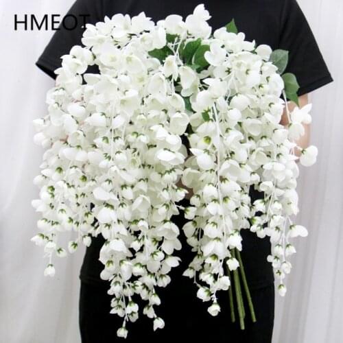 Artificial Flower Wisteria Wall Hanging Flower String Plants Rattan DIY Wedding Backdrop Arrangement Fake Flower Vine Home Decor
